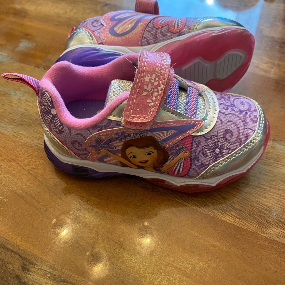 Kids Pink and Purple Shoes with Character Design